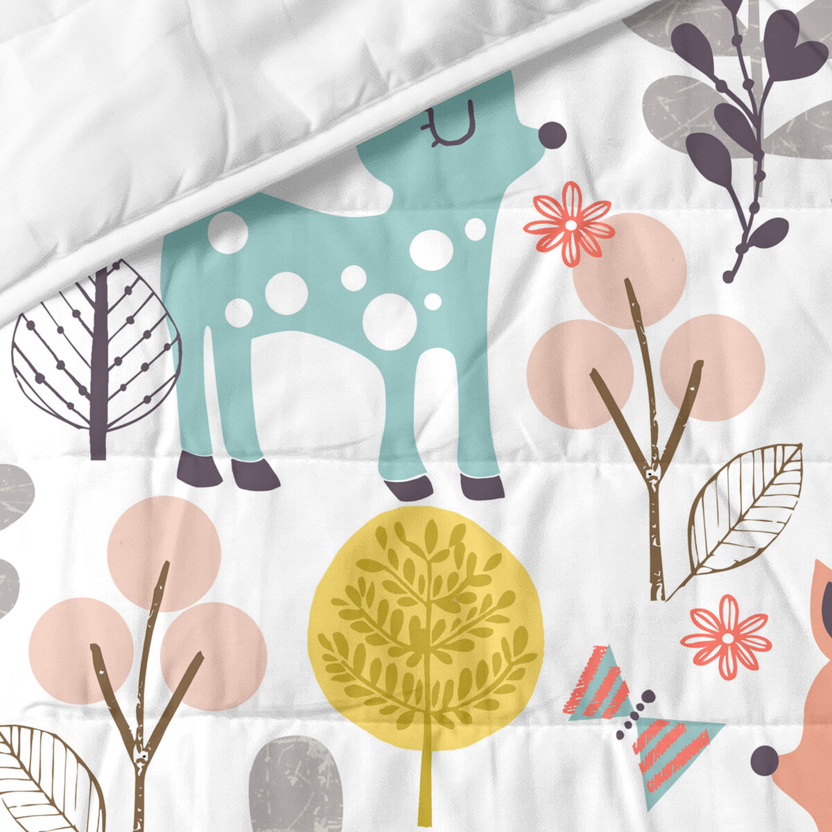 Colcha HappyFriday Moshi Moshi Multicolor 100 x 130 cm Veado Bosque